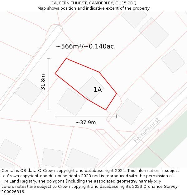 1A, FERNIEHURST, CAMBERLEY, GU15 2DQ: Plot and title map