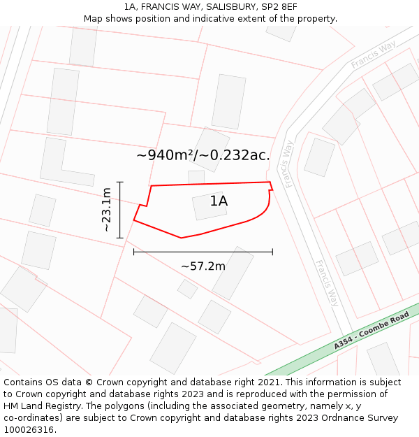 1A, FRANCIS WAY, SALISBURY, SP2 8EF: Plot and title map