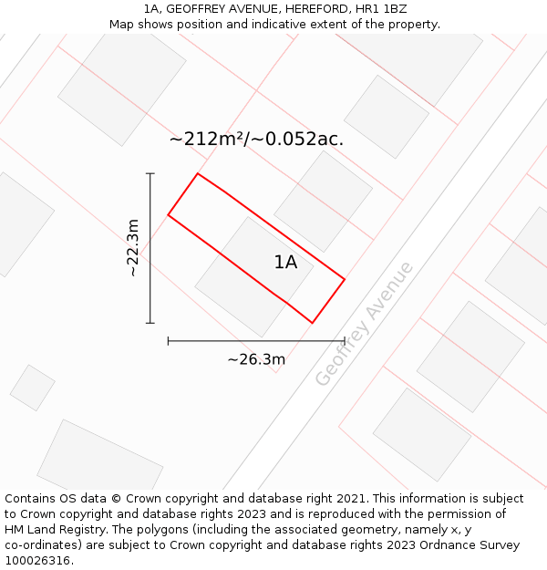 1A, GEOFFREY AVENUE, HEREFORD, HR1 1BZ: Plot and title map