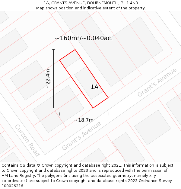 1A, GRANTS AVENUE, BOURNEMOUTH, BH1 4NR: Plot and title map