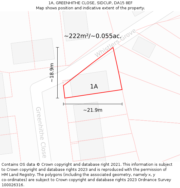 1A, GREENHITHE CLOSE, SIDCUP, DA15 8EF: Plot and title map