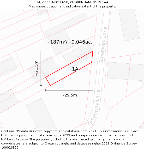 1A, GREENWAY LANE, CHIPPENHAM, SN15 1AA: Plot and title map