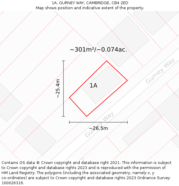 1A, GURNEY WAY, CAMBRIDGE, CB4 2ED: Plot and title map