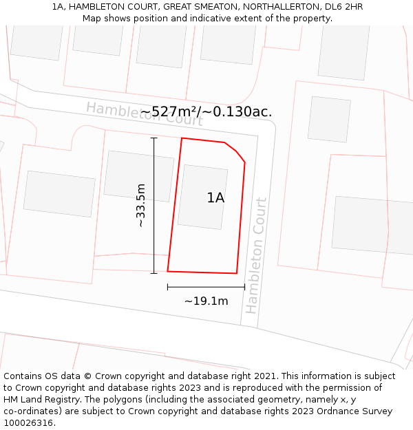 1A, HAMBLETON COURT, GREAT SMEATON, NORTHALLERTON, DL6 2HR: Plot and title map