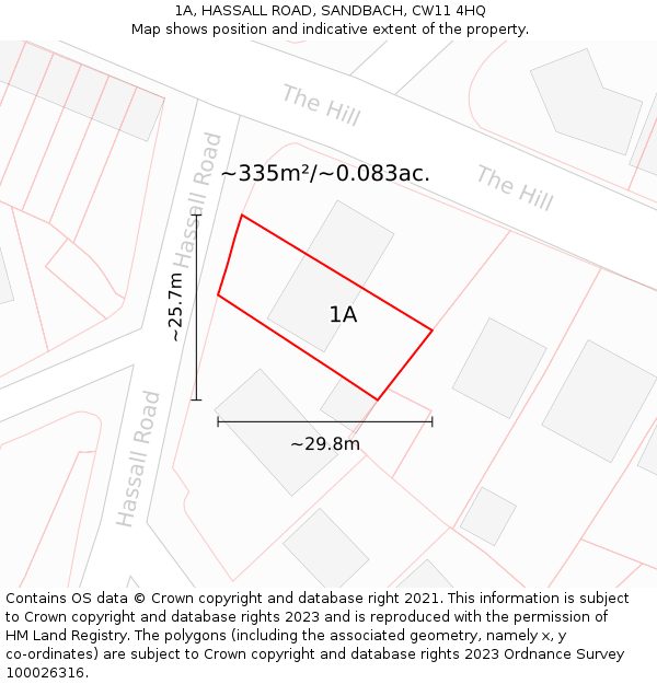 1A, HASSALL ROAD, SANDBACH, CW11 4HQ: Plot and title map