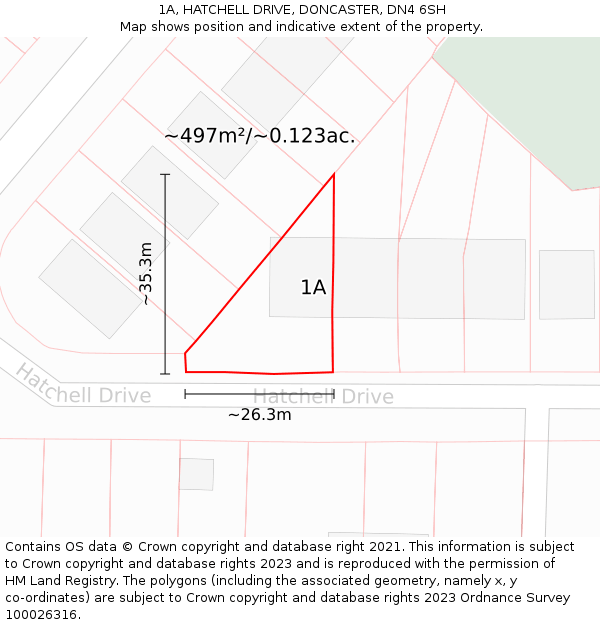 1A, HATCHELL DRIVE, DONCASTER, DN4 6SH: Plot and title map
