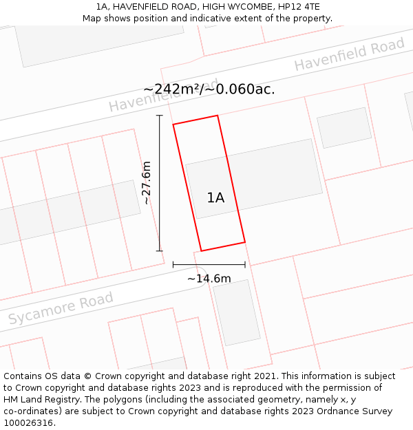 1A, HAVENFIELD ROAD, HIGH WYCOMBE, HP12 4TE: Plot and title map