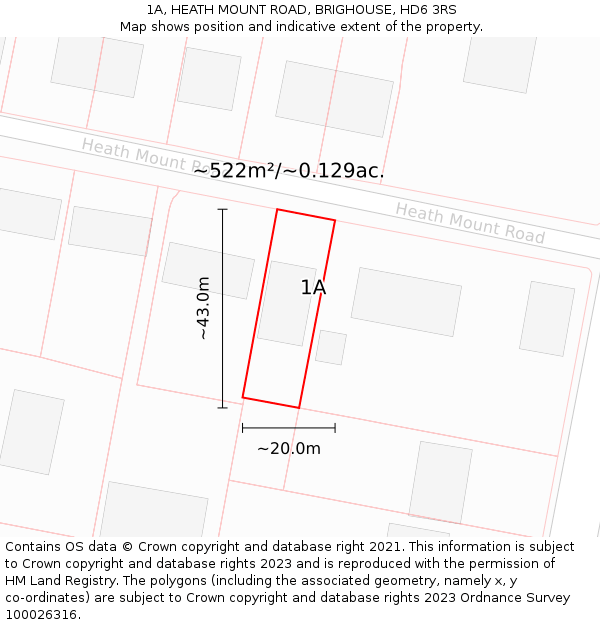 1A, HEATH MOUNT ROAD, BRIGHOUSE, HD6 3RS: Plot and title map