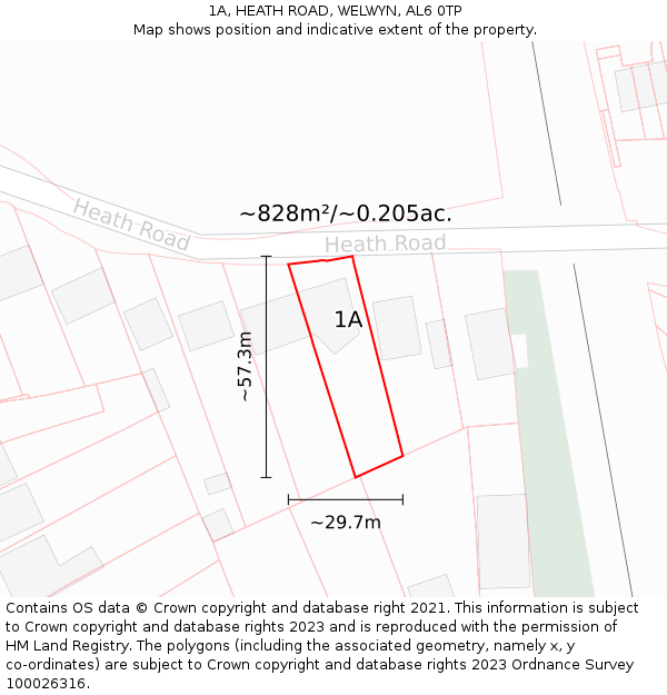 1A, HEATH ROAD, WELWYN, AL6 0TP: Plot and title map