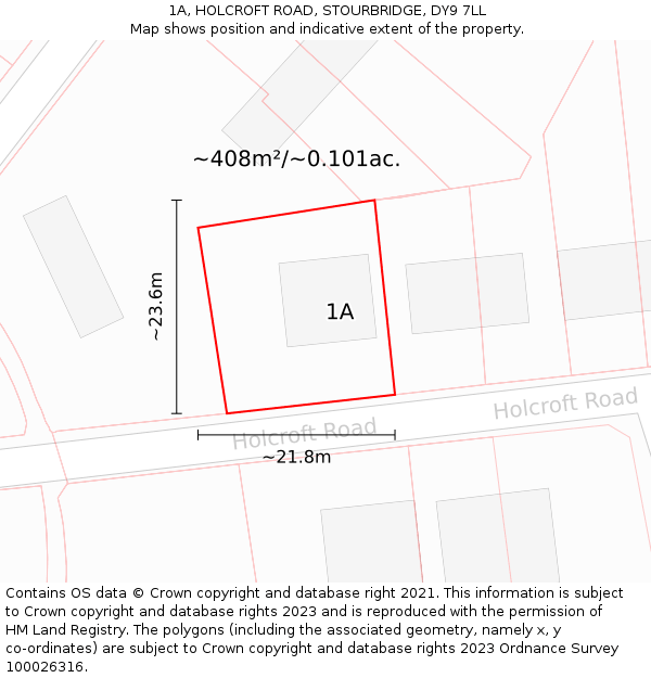1A, HOLCROFT ROAD, STOURBRIDGE, DY9 7LL: Plot and title map