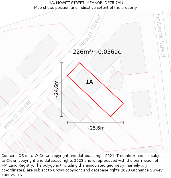 1A, HOWITT STREET, HEANOR, DE75 7AU: Plot and title map