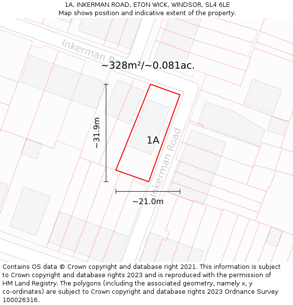 1A, INKERMAN ROAD, ETON WICK, WINDSOR, SL4 6LE: Plot and title map