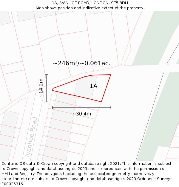 1A, IVANHOE ROAD, LONDON, SE5 8DH: Plot and title map