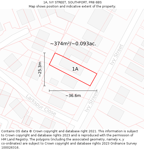 1A, IVY STREET, SOUTHPORT, PR8 6BS: Plot and title map