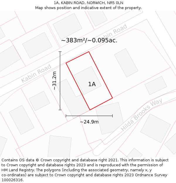 1A, KABIN ROAD, NORWICH, NR5 0LN: Plot and title map