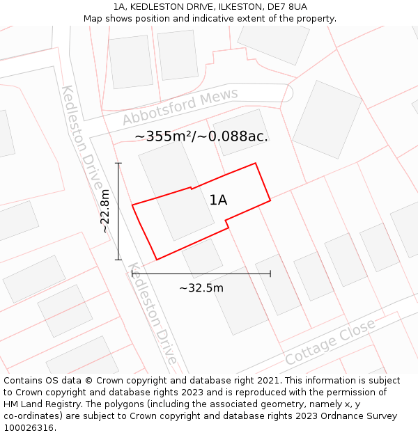 1A, KEDLESTON DRIVE, ILKESTON, DE7 8UA: Plot and title map