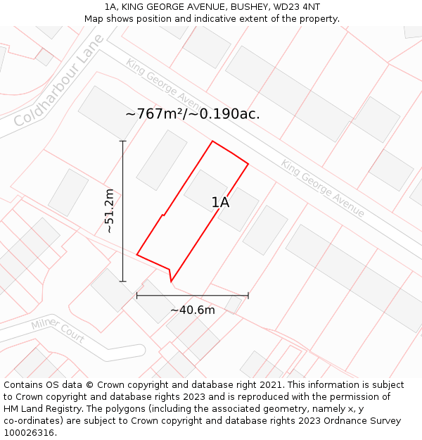 1A, KING GEORGE AVENUE, BUSHEY, WD23 4NT: Plot and title map