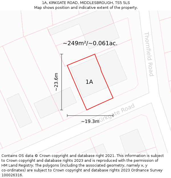 1A, KIRKGATE ROAD, MIDDLESBROUGH, TS5 5LS: Plot and title map
