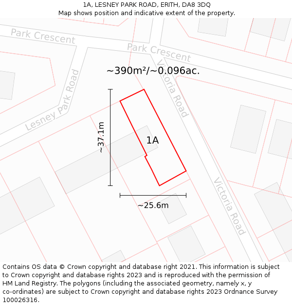 1A, LESNEY PARK ROAD, ERITH, DA8 3DQ: Plot and title map
