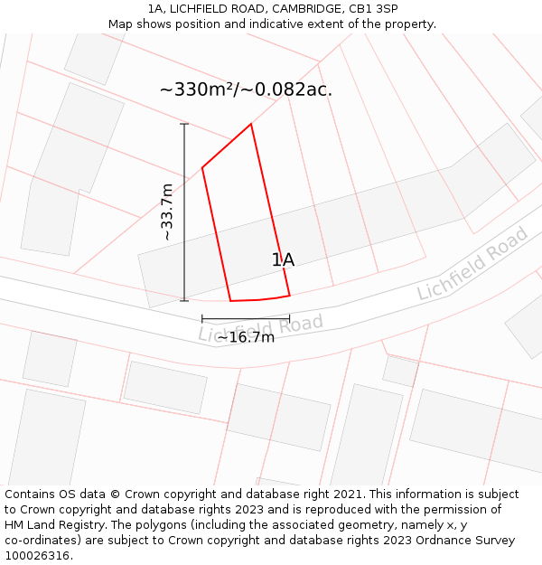 1A, LICHFIELD ROAD, CAMBRIDGE, CB1 3SP: Plot and title map