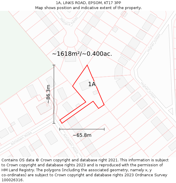 1A, LINKS ROAD, EPSOM, KT17 3PP: Plot and title map