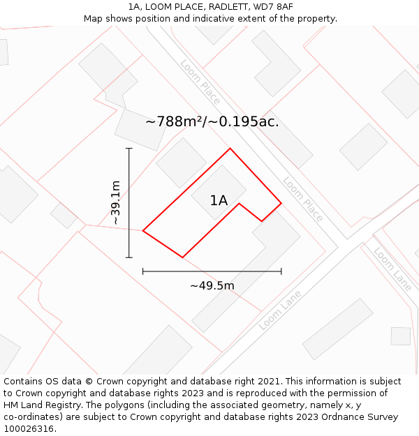 1A, LOOM PLACE, RADLETT, WD7 8AF: Plot and title map