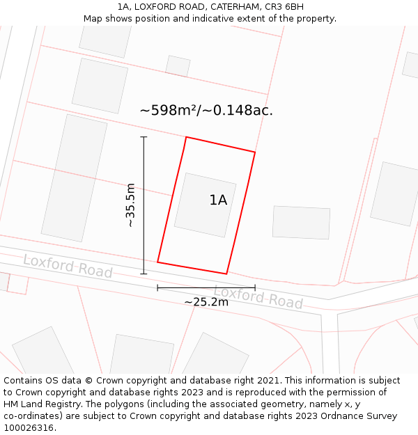 1A, LOXFORD ROAD, CATERHAM, CR3 6BH: Plot and title map