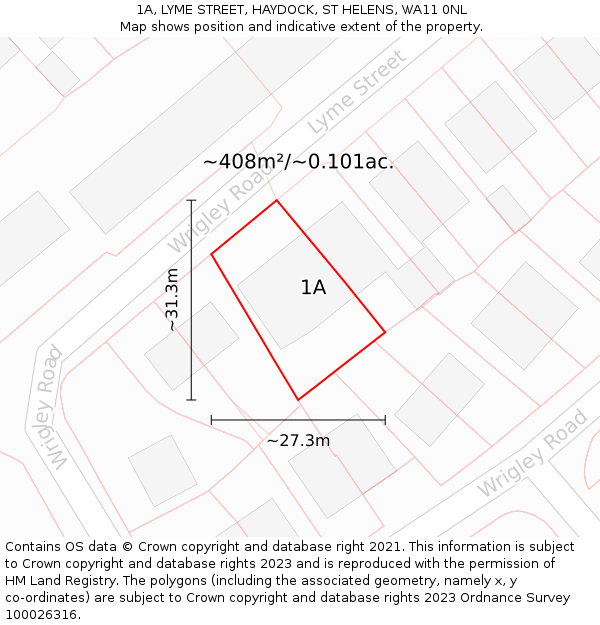 1A, LYME STREET, HAYDOCK, ST HELENS, WA11 0NL: Plot and title map