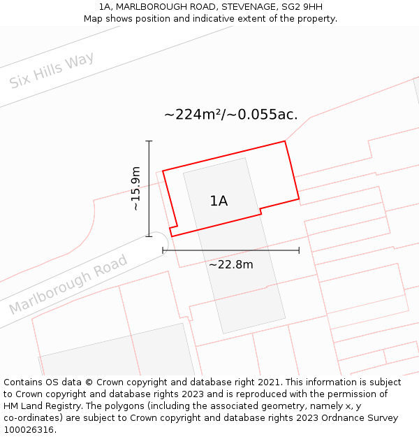 1A, MARLBOROUGH ROAD, STEVENAGE, SG2 9HH: Plot and title map