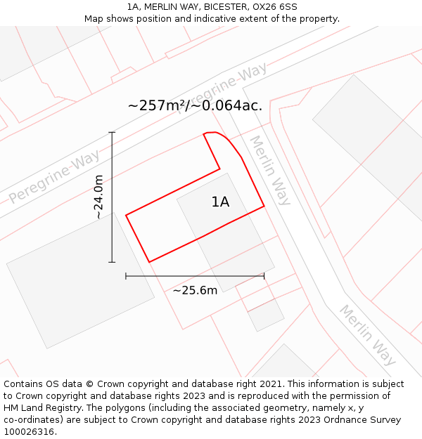 1A, MERLIN WAY, BICESTER, OX26 6SS: Plot and title map