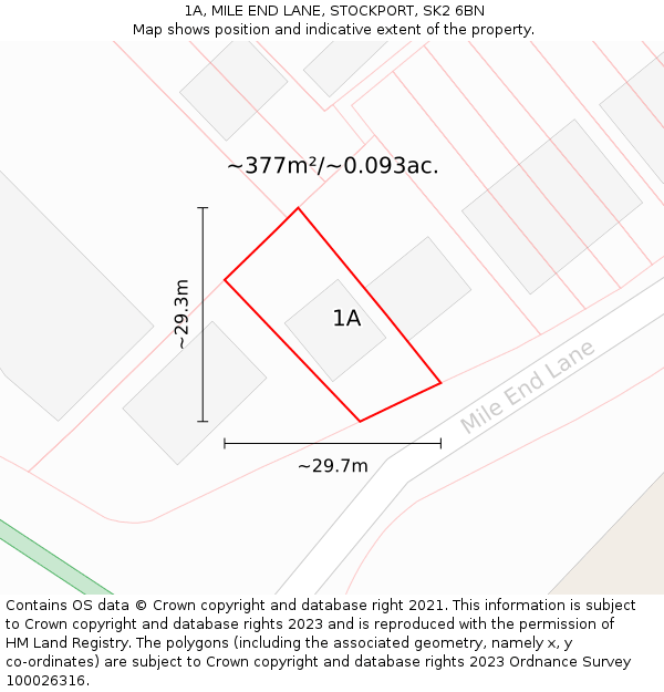 1A, MILE END LANE, STOCKPORT, SK2 6BN: Plot and title map
