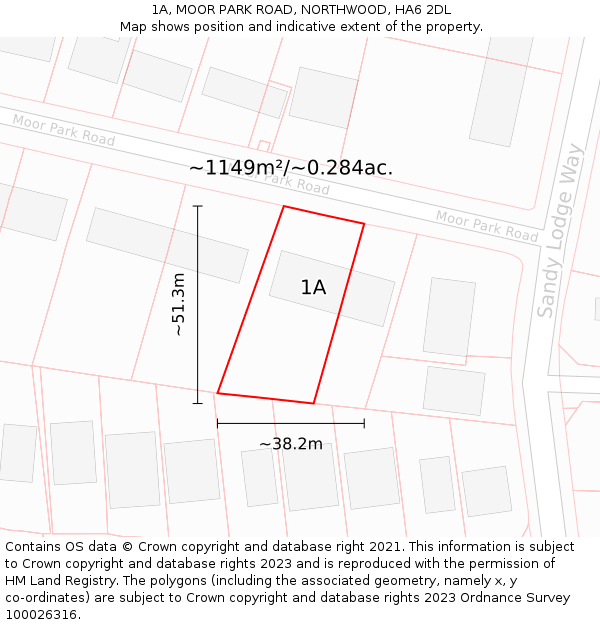 1A, MOOR PARK ROAD, NORTHWOOD, HA6 2DL: Plot and title map