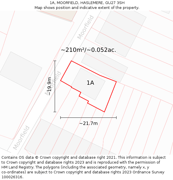 1A, MOORFIELD, HASLEMERE, GU27 3SH: Plot and title map