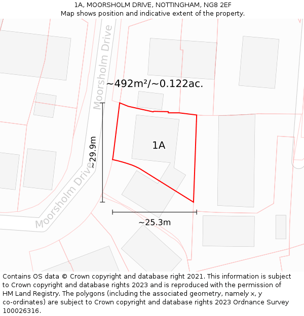 1A, MOORSHOLM DRIVE, NOTTINGHAM, NG8 2EF: Plot and title map