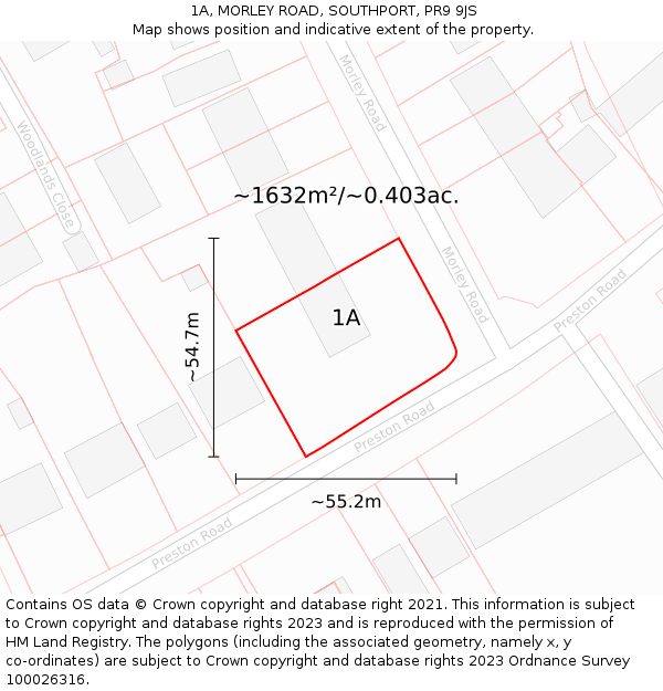 1A, MORLEY ROAD, SOUTHPORT, PR9 9JS: Plot and title map