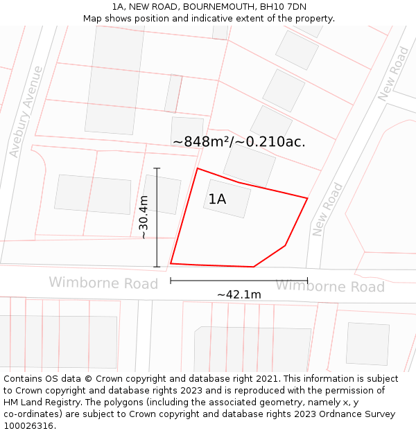 1A, NEW ROAD, BOURNEMOUTH, BH10 7DN: Plot and title map