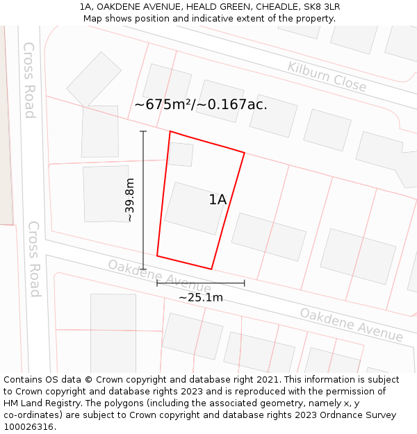 1A, OAKDENE AVENUE, HEALD GREEN, CHEADLE, SK8 3LR: Plot and title map