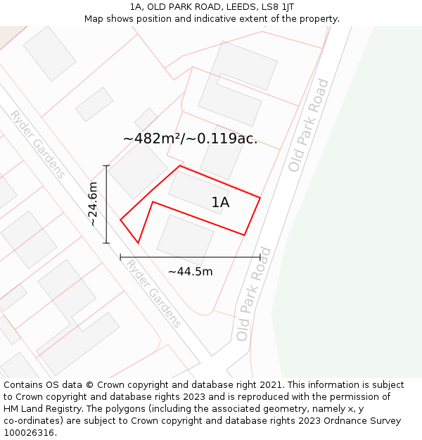 1A, OLD PARK ROAD, LEEDS, LS8 1JT: Plot and title map