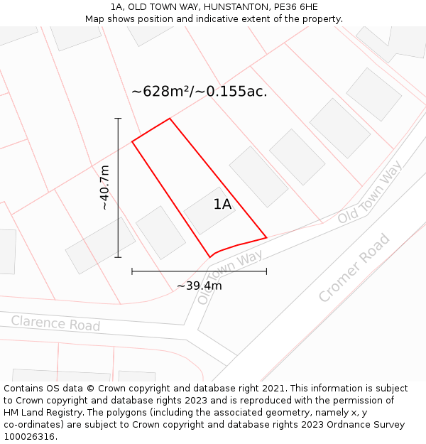 1A, OLD TOWN WAY, HUNSTANTON, PE36 6HE: Plot and title map