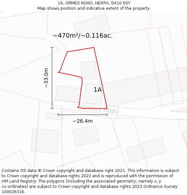 1A, ORMES ROAD, NEATH, SA10 6SY: Plot and title map