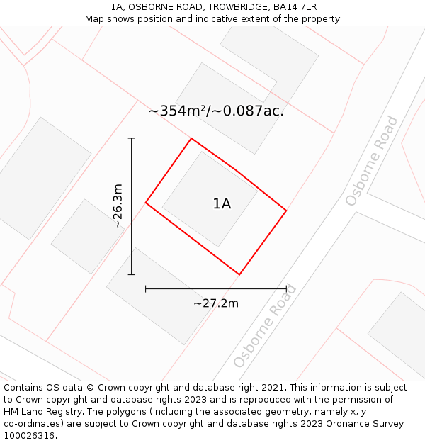 1A, OSBORNE ROAD, TROWBRIDGE, BA14 7LR: Plot and title map