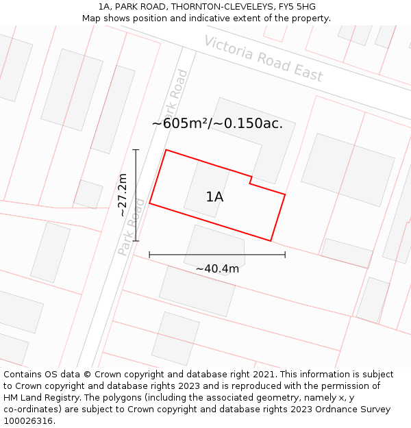 1A, PARK ROAD, THORNTON-CLEVELEYS, FY5 5HG: Plot and title map