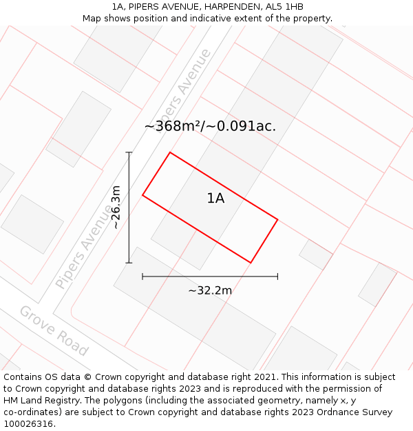 1A, PIPERS AVENUE, HARPENDEN, AL5 1HB: Plot and title map