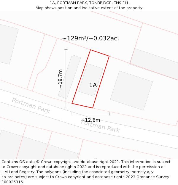 1A, PORTMAN PARK, TONBRIDGE, TN9 1LL: Plot and title map
