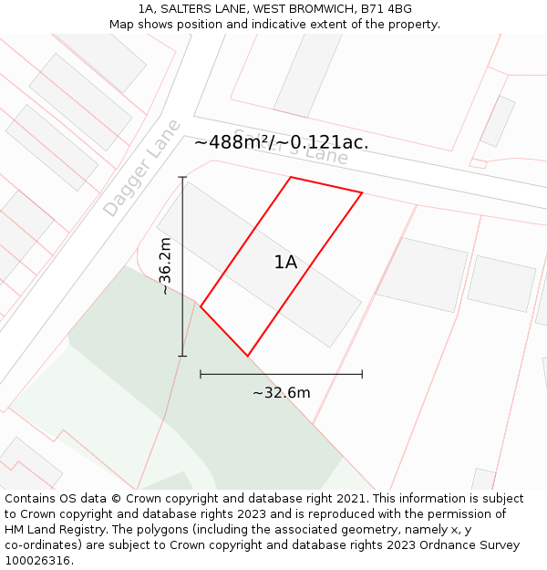 1A, SALTERS LANE, WEST BROMWICH, B71 4BG: Plot and title map