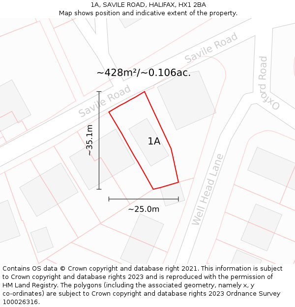 1A, SAVILE ROAD, HALIFAX, HX1 2BA: Plot and title map