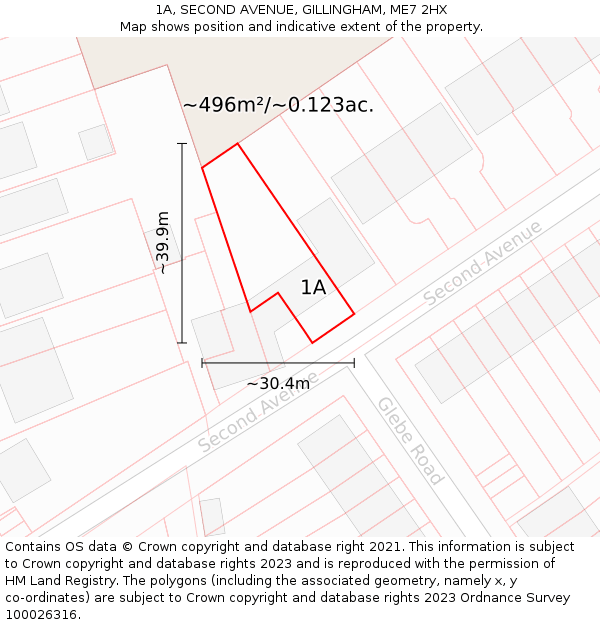 1A, SECOND AVENUE, GILLINGHAM, ME7 2HX: Plot and title map