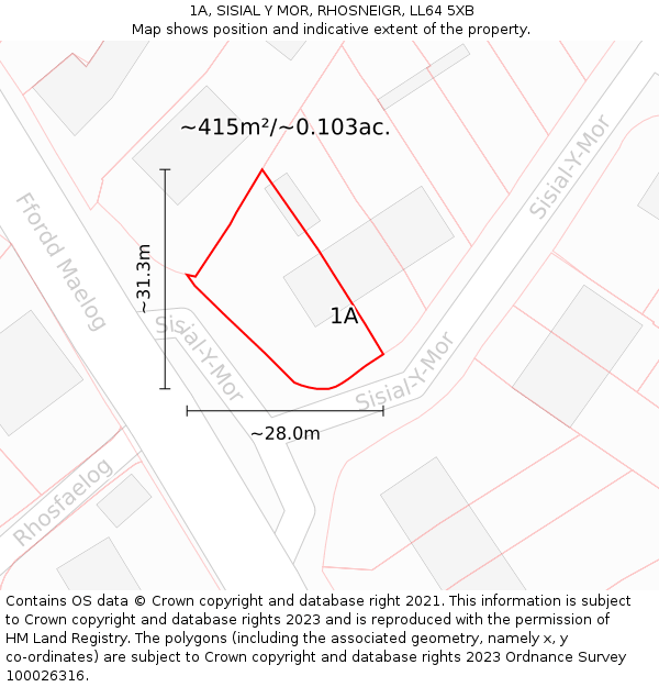 1A, SISIAL Y MOR, RHOSNEIGR, LL64 5XB: Plot and title map