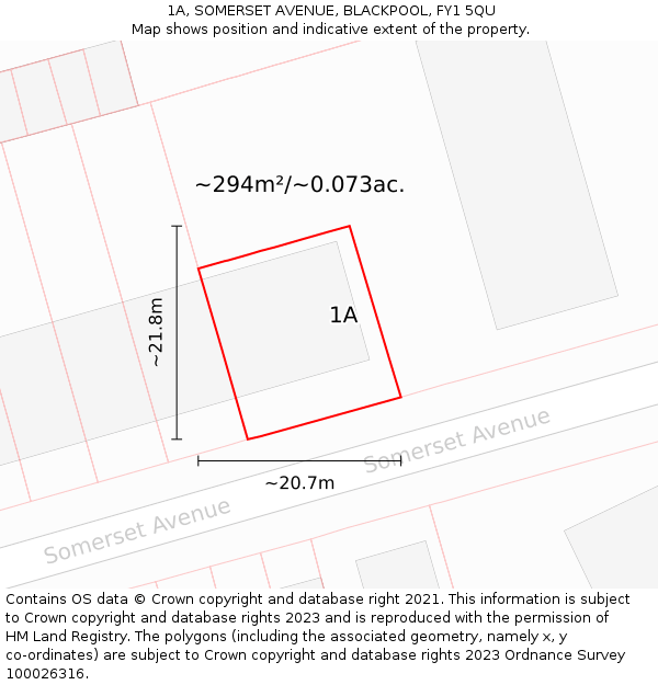 1A, SOMERSET AVENUE, BLACKPOOL, FY1 5QU: Plot and title map