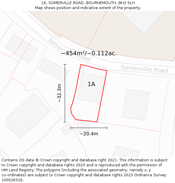 1A, SOMERVILLE ROAD, BOURNEMOUTH, BH2 5LH: Plot and title map